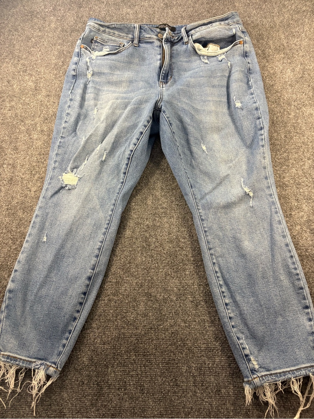 Judy Blue Light Blue Distressed Women's Jeans Relaxed Fit - size 18W
